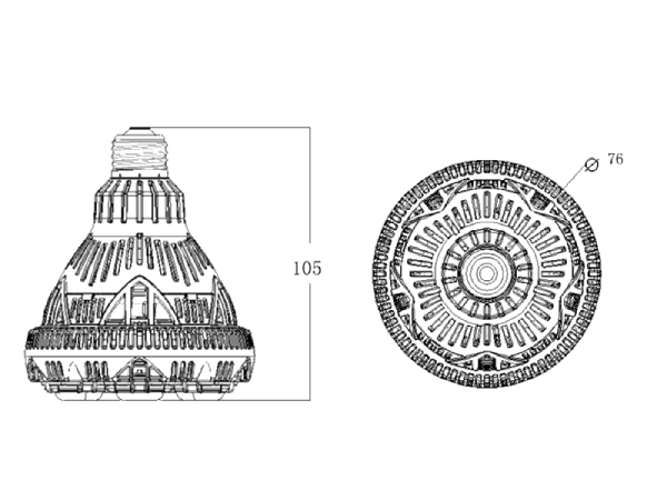 植物生長燈C21GL-CE尺寸圖（tú）